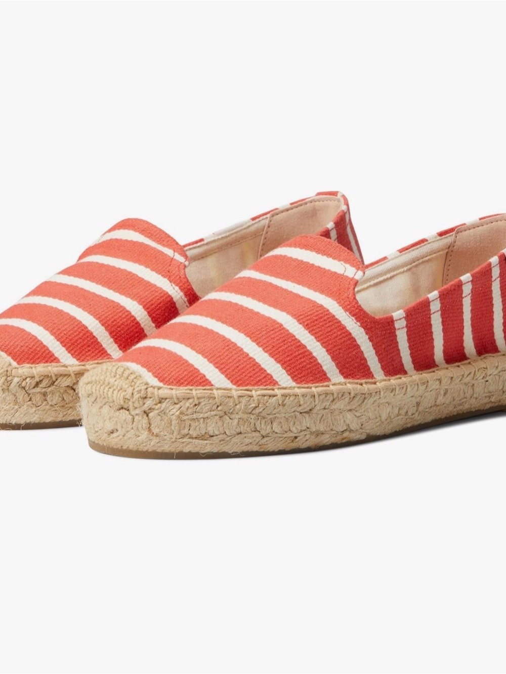 Soludos Coral and White Striped Espadrille Flats